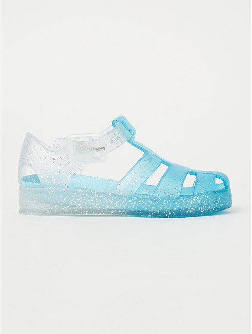 Girls Disney Frozen Sparkly Glitter Blue Jelly Shoes Sandals Size 6 for infants 
