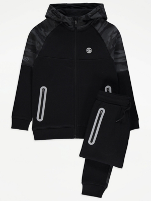 Black Camouflage Print Sporty Tracksuit Set | Kids | George at ASDA