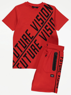 Red Future Vision T-Shirt and Shorts Outfit