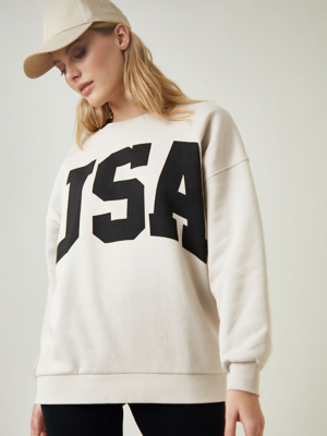 Beige USA Slogan Sweatshirt | Women | George at ASDA