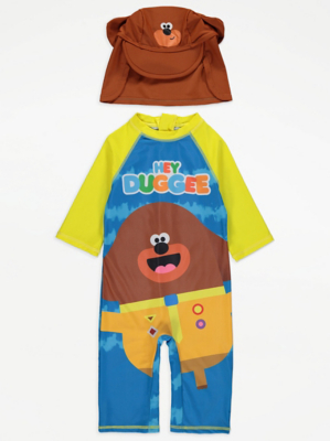 Hey Duggee Yellow All in One Swimsuit and Keppi Hat