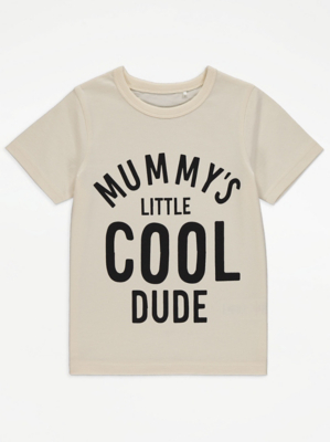 Beige Cool Dude Slogan T-Shirt