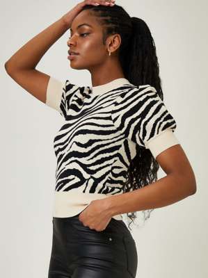 Zebra Print Knitted Jumper Women at ASDA