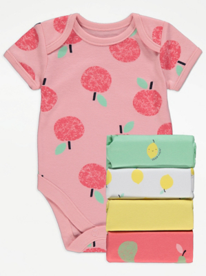 Assorted Fruit Print Bodysuits 5 Pack