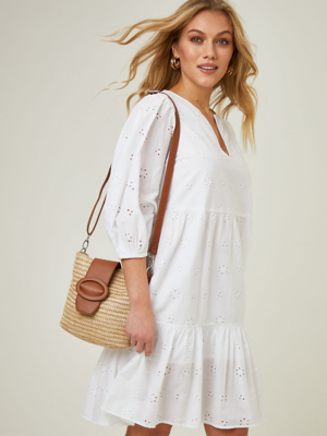 White Broderie Anglaise Tiered Dress Women at ASDA — free download