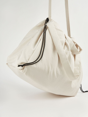 Cream Scrunched Design Nylon Tote Bag Women at ASDA