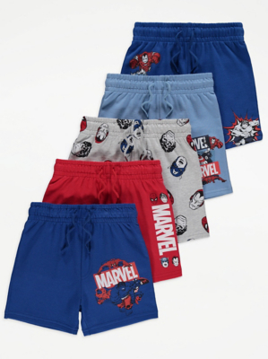 Marvel Character Print Jersey Shorts 5 Pack