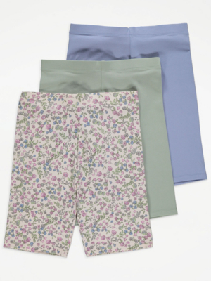 Assorted Ditsy Floral Print Cycling Shorts 3 Pack