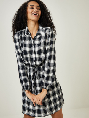 long checked shirt dress womens