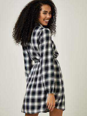 black and white plaid flannel dress