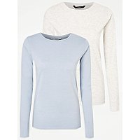 Assorted Blue Long Sleeve Jersey Top 2 Pack | Women | George at ASDA