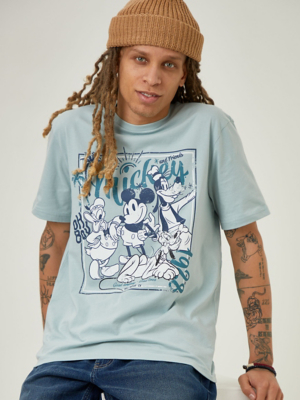 Disney Blue Mickey Mouse Print Holiday T-Shirt
