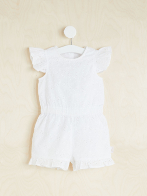 Billie Faiers White Embroidered Playsuit Kids at ASDA