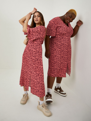 midi dress angel sleeves