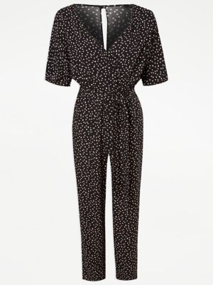 Karl Lagerfeld giraffe-print short-sleeve jumpsuit - Black