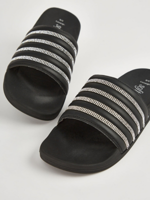 womens sparkle sliders