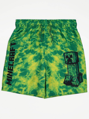 Minecraft Creeper Tie Dye Graphic Print Swim Shorts Kids at ASDA