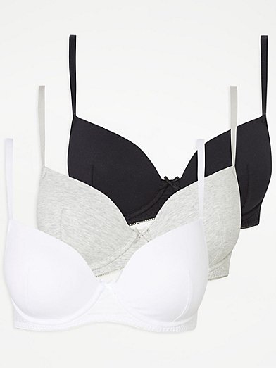 Asda 34D WHITE NON WIRED front fastening t shirt Bra with lace