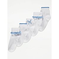Blue Gingham Frill Ankle Socks 5 Pack | Kids | George at ASDA