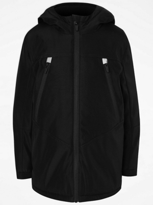 Black Hooded Zip Up Sports Jacket Kids at ASDA