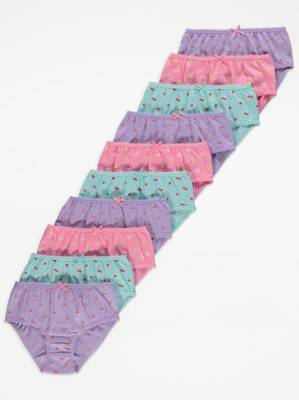Fruit Print Full Knickers 10 Pack Kids at ASDA