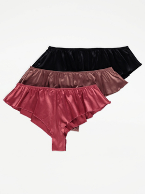 Assorted Pink Frilly French Knickers 3 Pack Women at ASDA