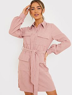In The Style Jac Jossa Pink Utility Long Sleeve Mini Dress