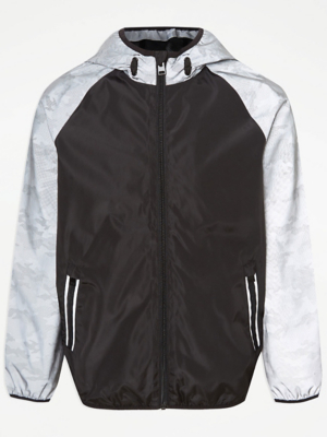 Grey Camouflage Shower Resistant Jacket Kids at ASDA