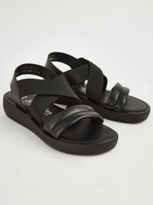 Black Elasticated Flatform Sandals Women at ASDA