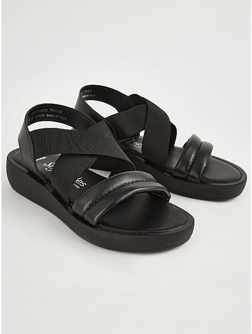 Black Elasticated Flatform Sandals | Women | George at ASDA
