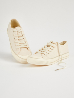 Cream Canvas Lace Up Trainers Women at ASDA