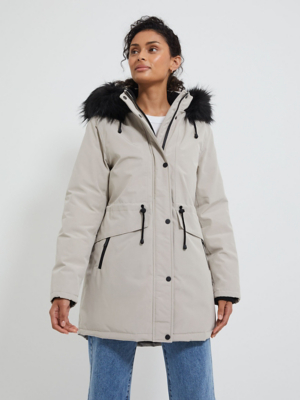 Cream Hooded Parka Women at ASDA
