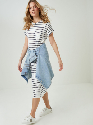 Striped Midi TShirt Dress Women at ASDA
