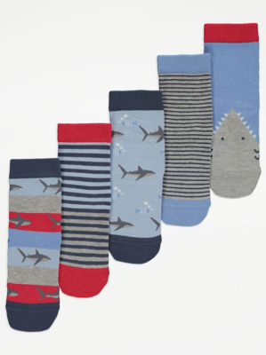 Shark Print Ankle Socks 5 Pack