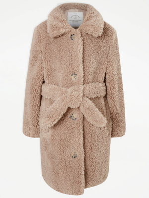 Pink Fleece Teddy Coat Kids at ASDA