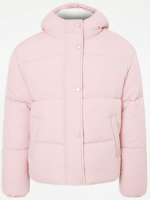 Pink Hooded Padded Shower Resistant Coat Kids at ASDA