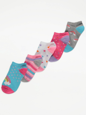 Assorted Rainbow Graphic Print Socks 5 Pack
