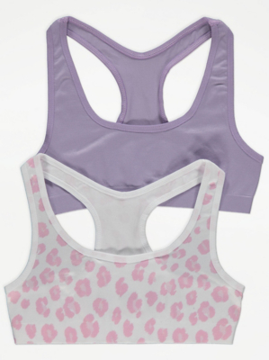 Purple Animal Print Crop Tops 2 Pack Kids at ASDA