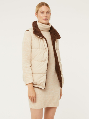 Cream Reversible Padded Gilet Women at ASDA