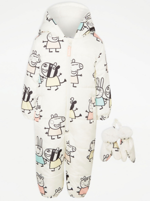 Peppa Pig Character Print Snowsuit Kids at ASDA