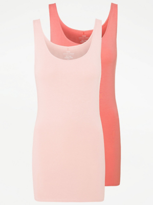Pink Fitted Longline Vest Tops 2 Pack