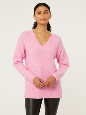 pink chunky knit cardigan