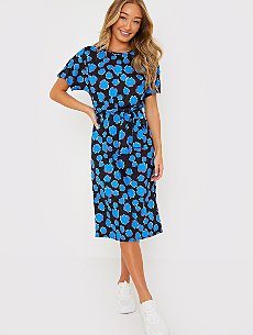 In The Style Ladbaby Mum Blue Floral Midi Dress