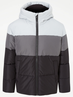 Grey Padded Hooded Coat Kids at ASDA