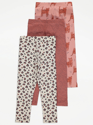 Assorted Pink Leopard Print Leggings 3 Pack