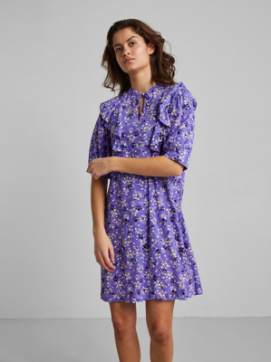 purple floral short dress