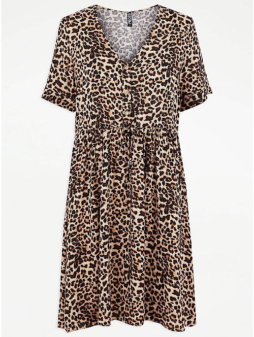 PIECES Leopard Print Tiered Dress | Women | George at ASDA