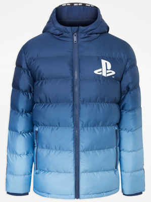 PlayStation Blue Ombre Logo Print Padded Coat