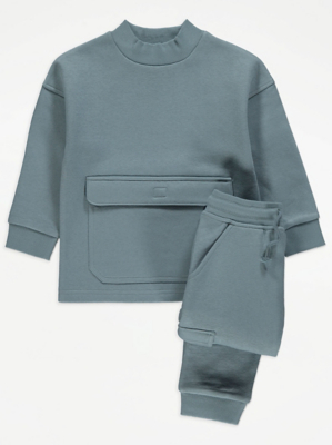Blue Folded Over Pocket Sweatshirt and Joggers