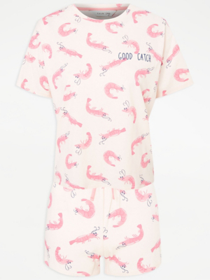 Pink Prawn Print Short Pyjamas Women at ASDA